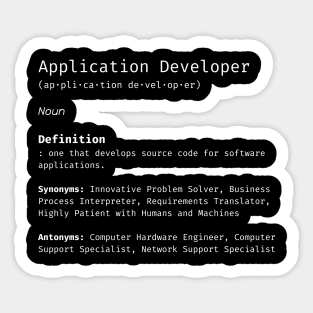 Application Developer Definition Sticker